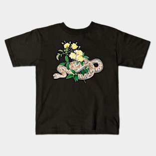 Vintage Snake and Yellow Roses Kids T-Shirt